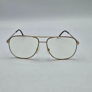 Vintage Safilo Elasta Eyeglasses Frames ONLY Aviator 58-16-145 Gold Dwight Dad